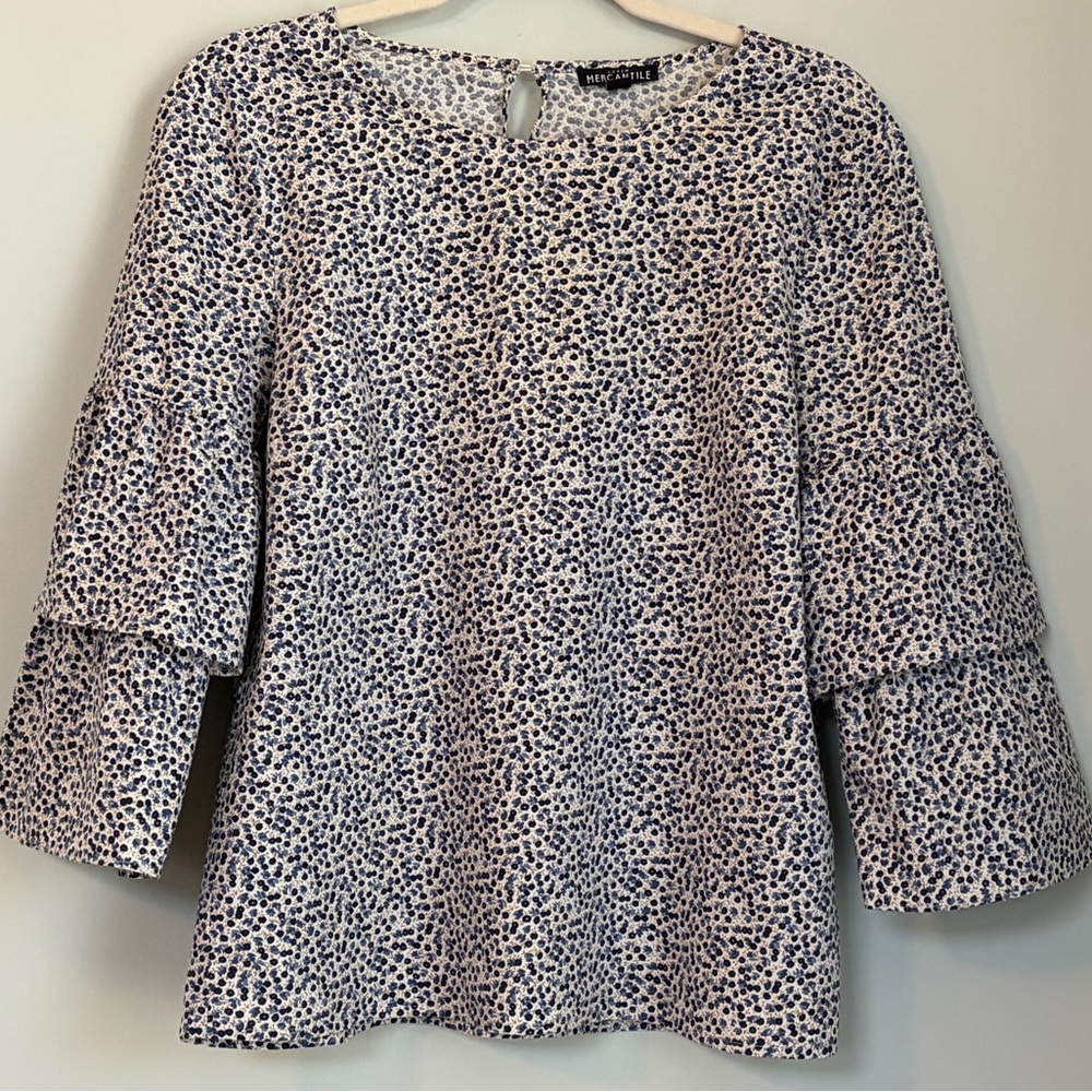 J. Crew Mercantile Floral Patterned Blouse, Size 10 Statement Sleeve